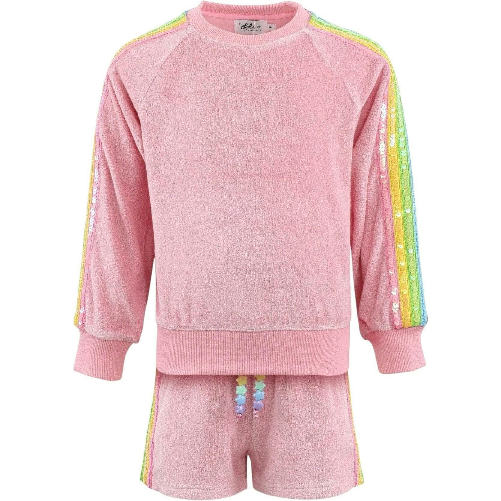 Pink Rainbow Sequin Stripe Short Set