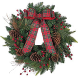 24-Inch Decorated Unlit Green Wreath with Bow