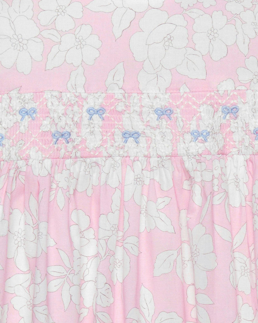 Baby Molly Smocked Pinafore Dress in Pale Pink Floral