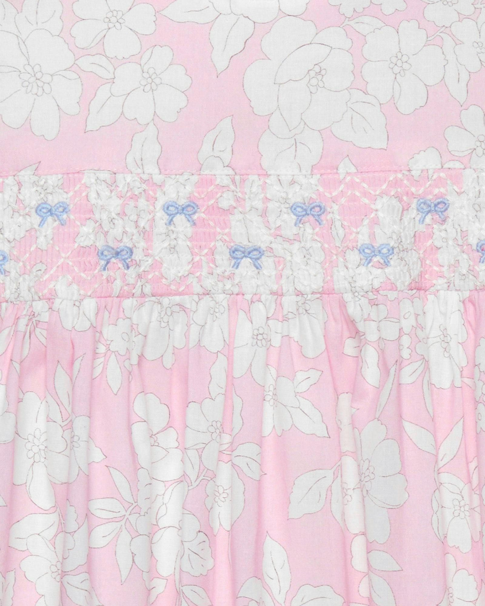 Baby Molly Smocked Pinafore Dress in Pale Pink Floral