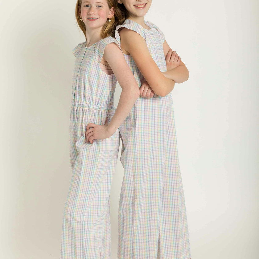 Plaid Seersucker Jumpsuit