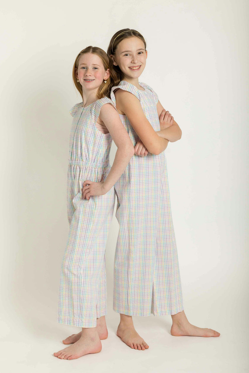 Plaid Seersucker Jumpsuit
