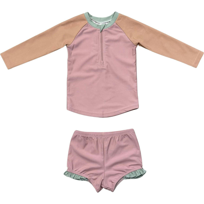 Girl's Zip Rash Guard Swimsuit
