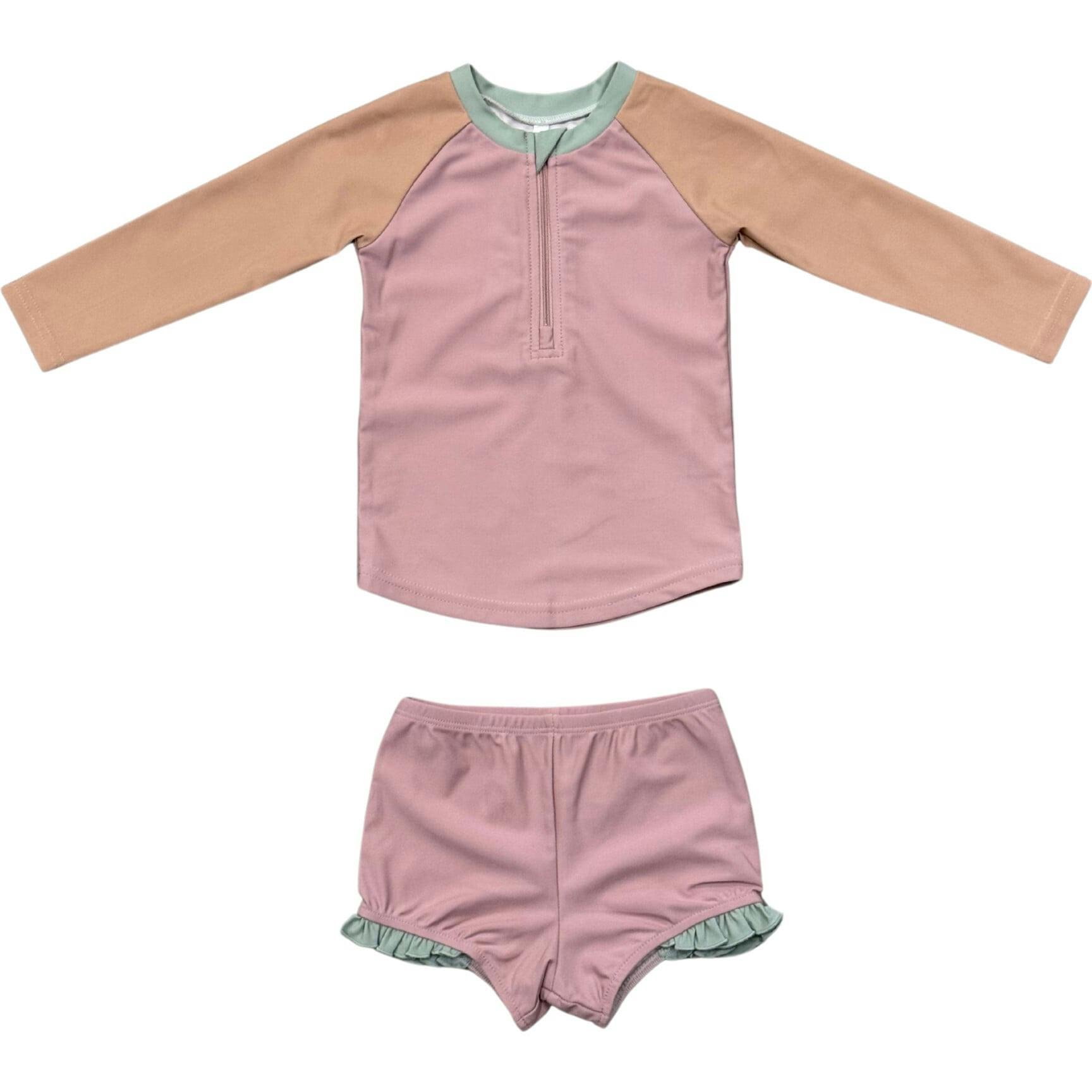 Girl's Zip Rash Guard Swimsuit
