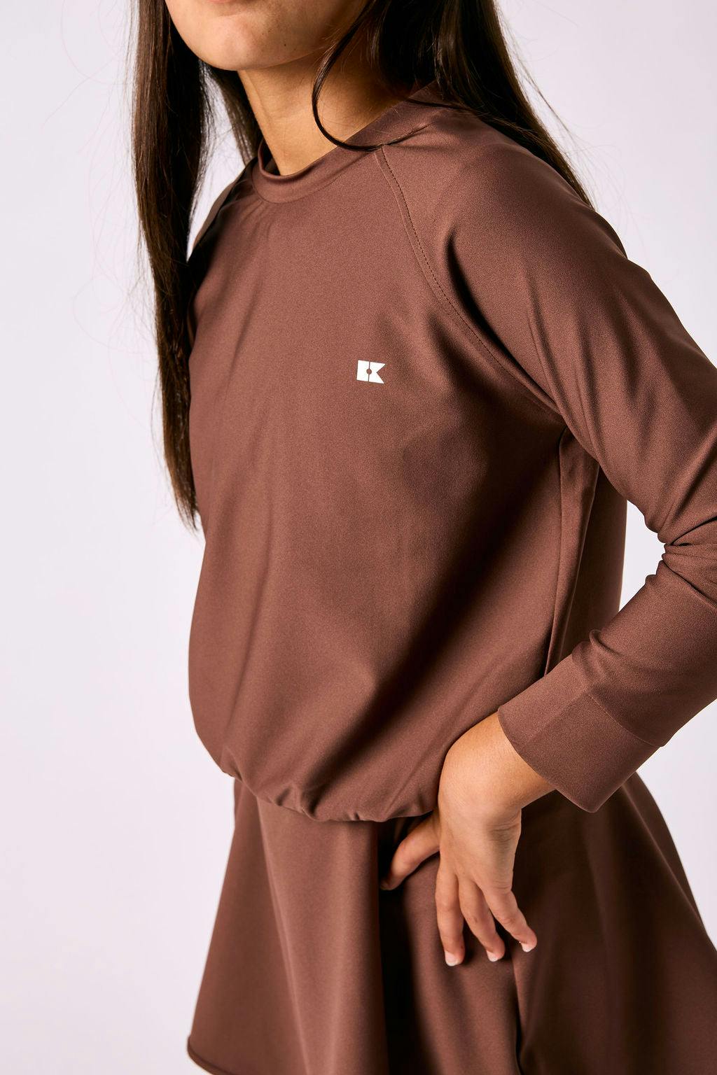 girls brown crewneck