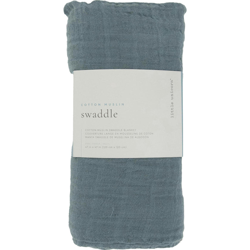Cotton Muslin Swaddle Blanket - Sea
