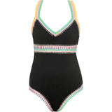 Rainbow Embroidered Waist One-Piece, Black