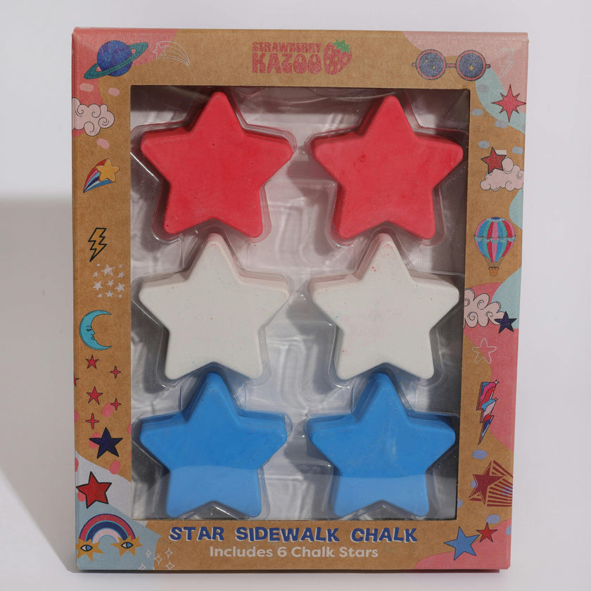 Strawberry Kazoo Patriotic Star Sidewalk Chalk 6 Pieces