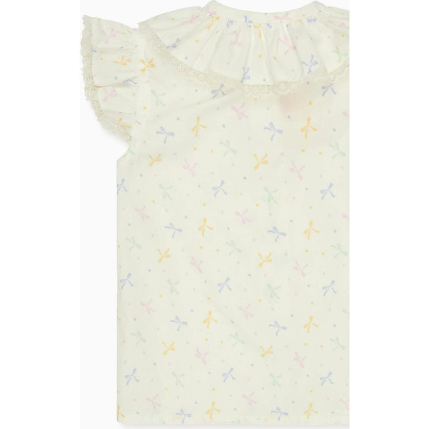 Nicky Hilton x La Coqueta Ivory Bow Olivia Girl Shirt