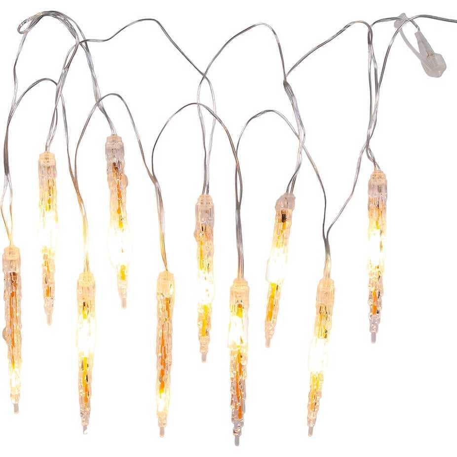 10-Light LED Warm White Icicle Light Set