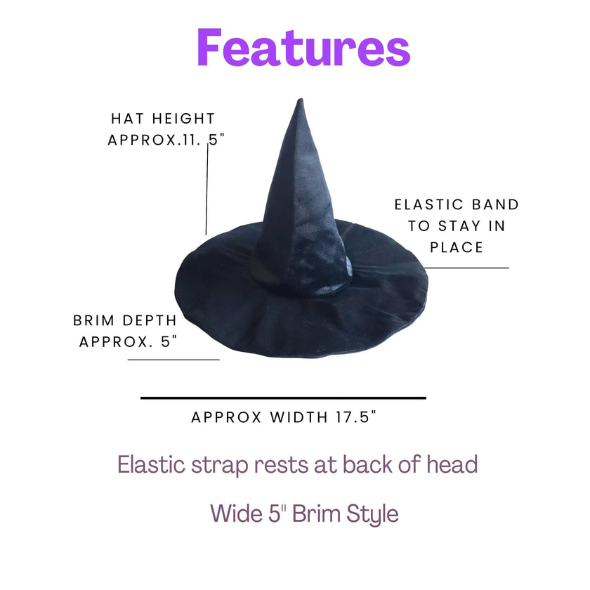 Adult Velvet Witch Hat - Black