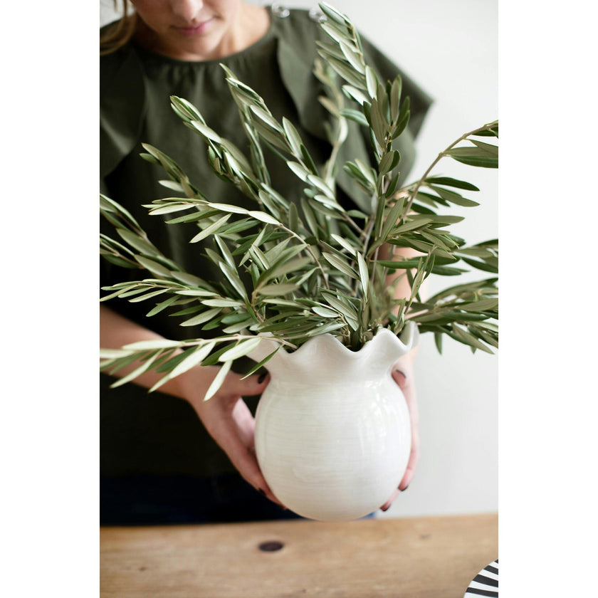 Signature White Ruffle Vase