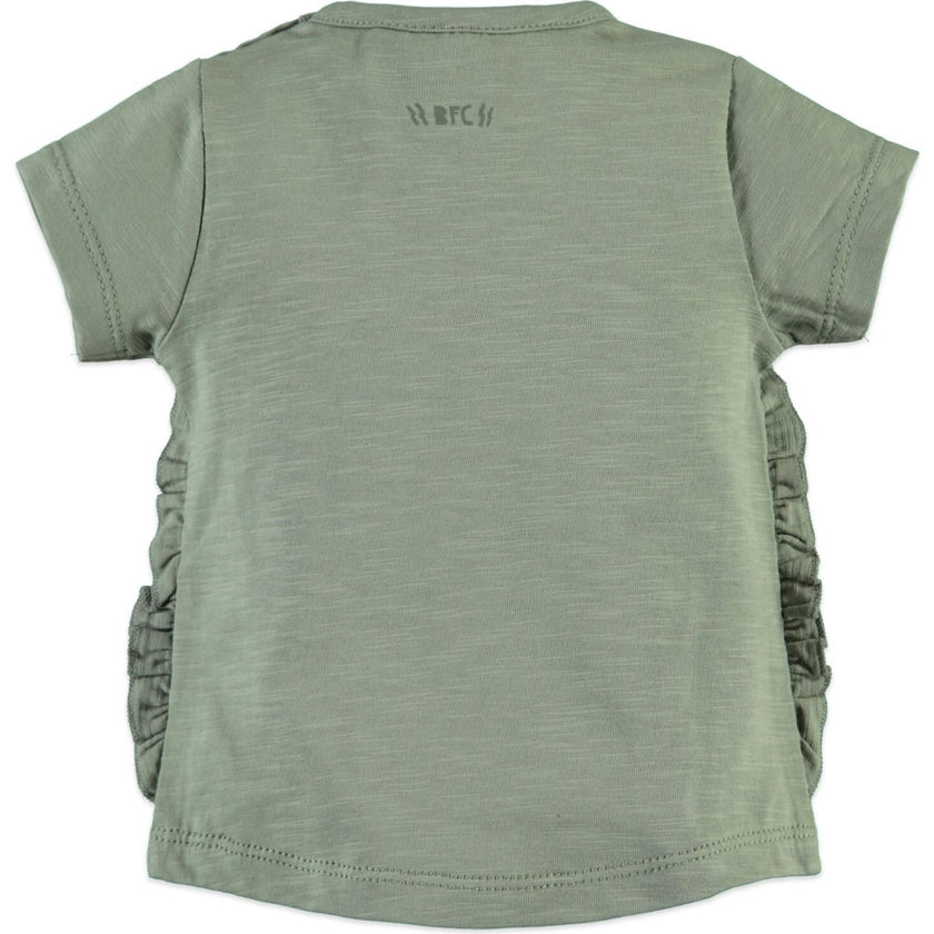 Print Short Sleeve Ruffle T-Shirt