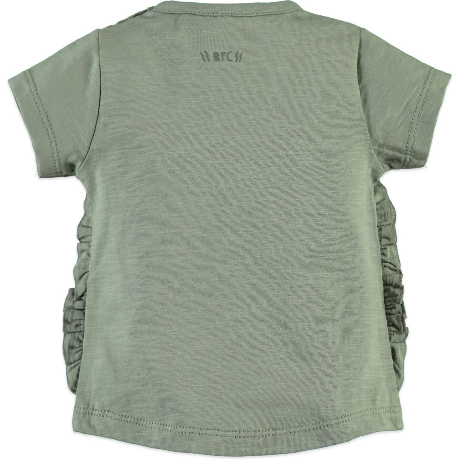 Print Short Sleeve Ruffle T-Shirt