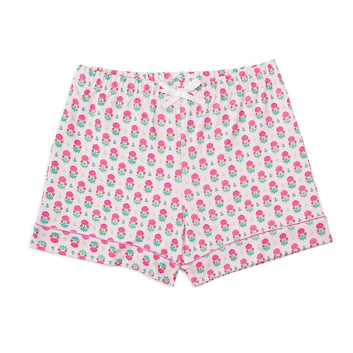 Geranium Block Women’s Button Front Short Pajama Set