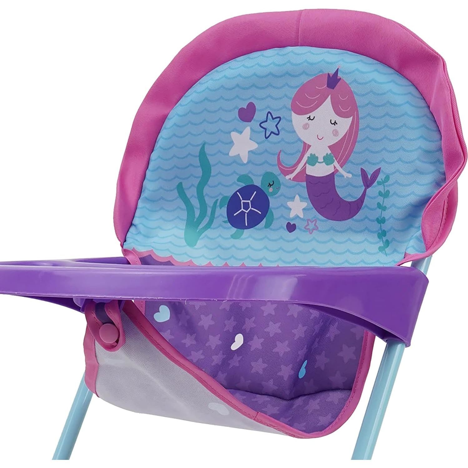 Mermaid Baby Doll Highchair w/ Front Tray & Safety Harness
