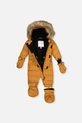 Baby Original One Piece Puffy Snowsuit With Removable Mittens And Boots Brown Sugar