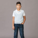 Organic V-Neck Cricket Sweater Vest, Blue
