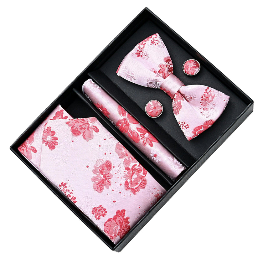 Pink Floral Tie Set