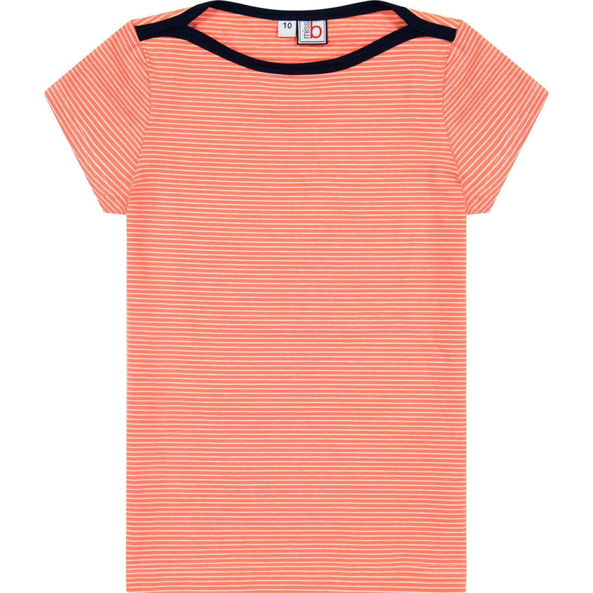 Nina Cap Sleeve Bateau Tee, Melon Ministripe