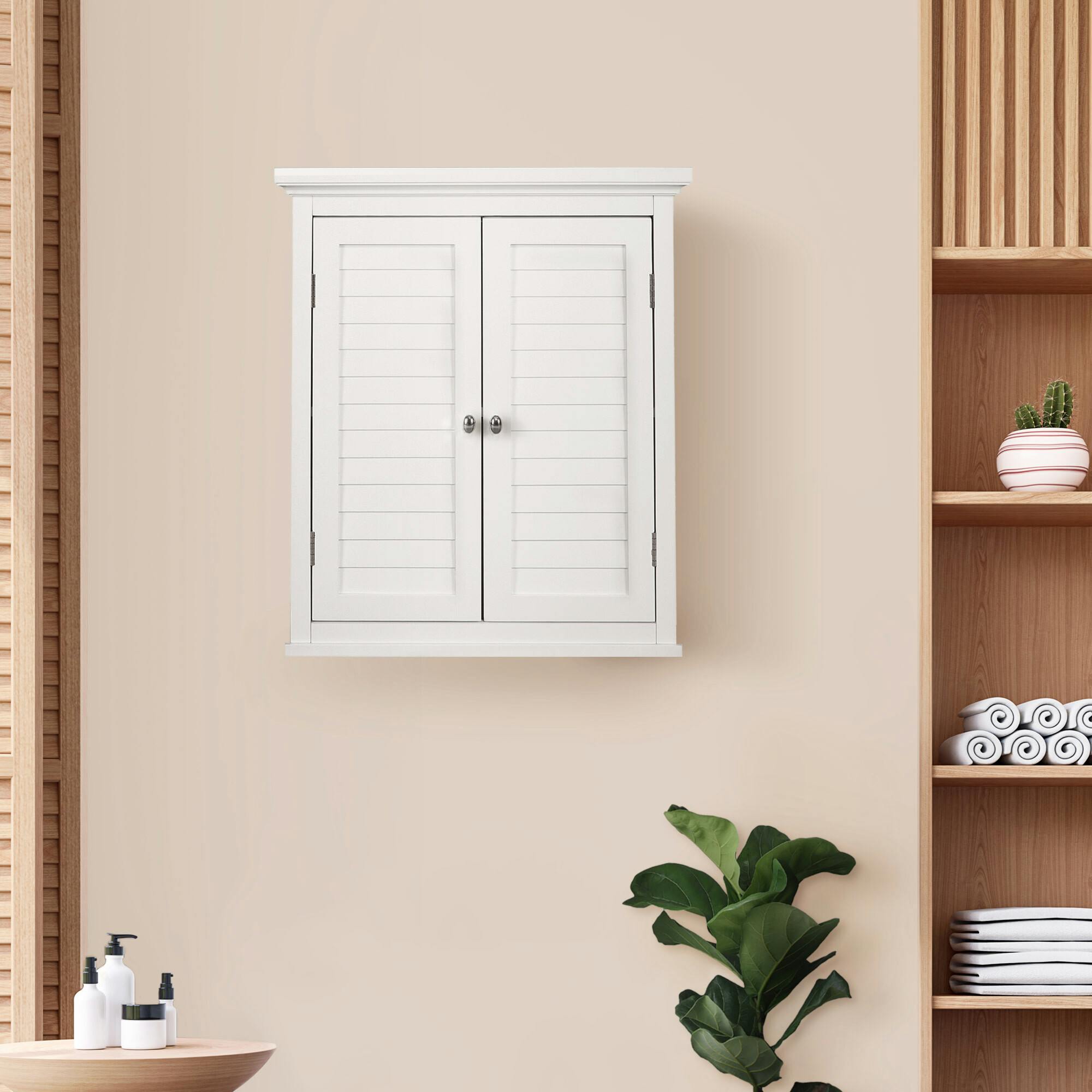 Glancy Wooden Wall Cabinet with Shutter Doors