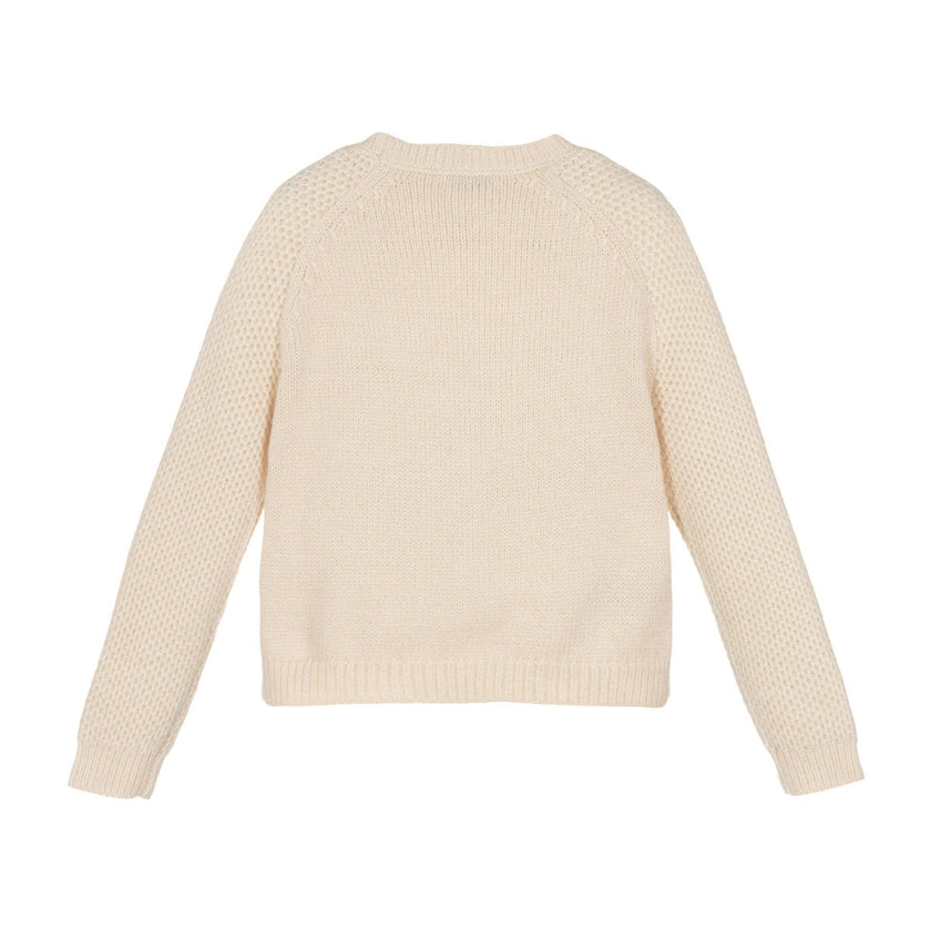 Beige Floral Knit Sweater