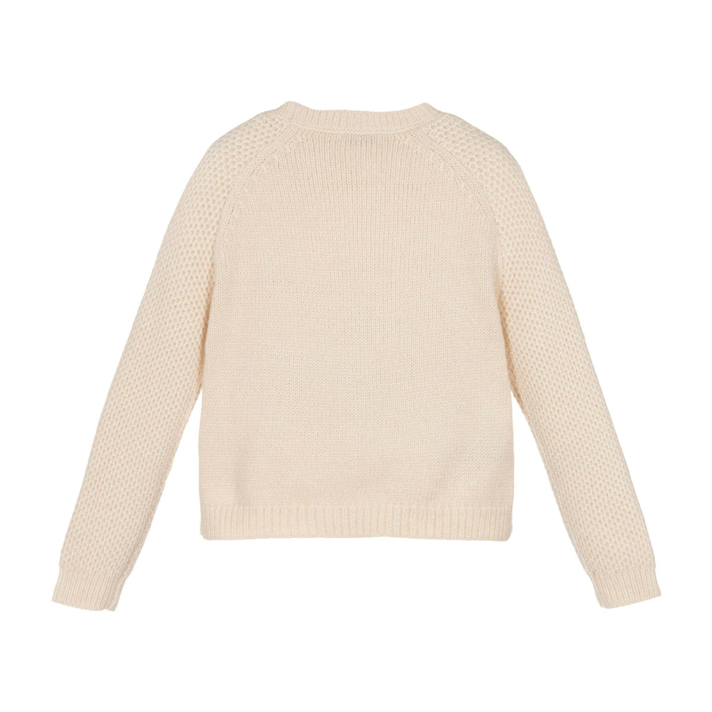 Beige Floral Knit Sweater