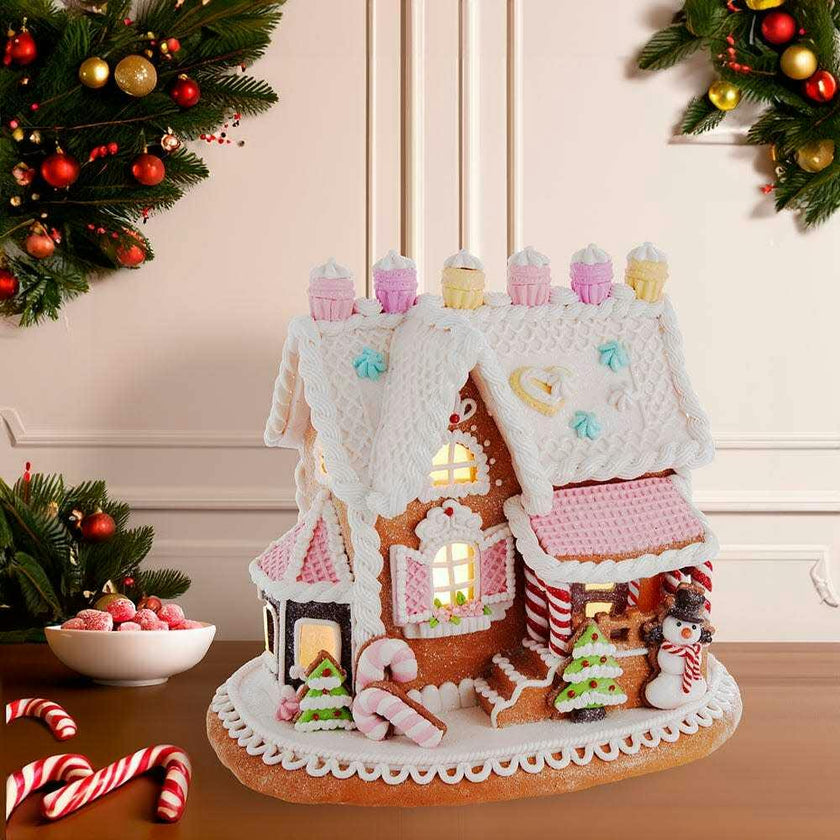 9-Inch Gingerbread House with LED Lights