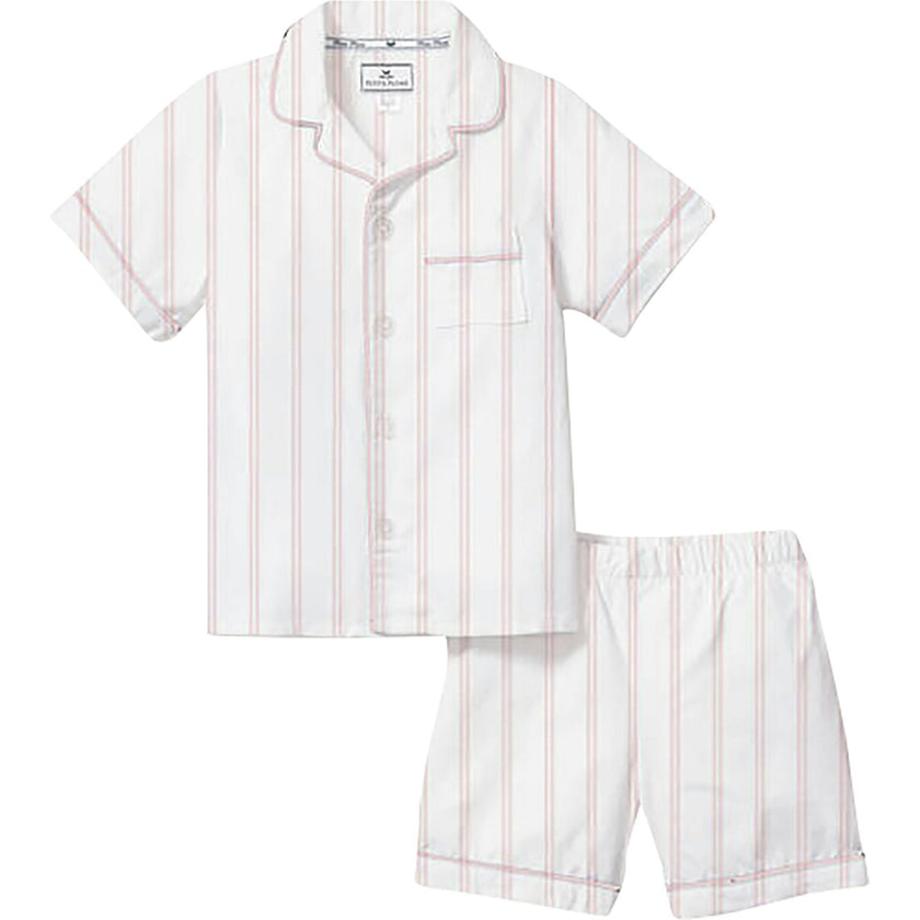 Kid's Twill Pajama Short Set in Pink Stripe