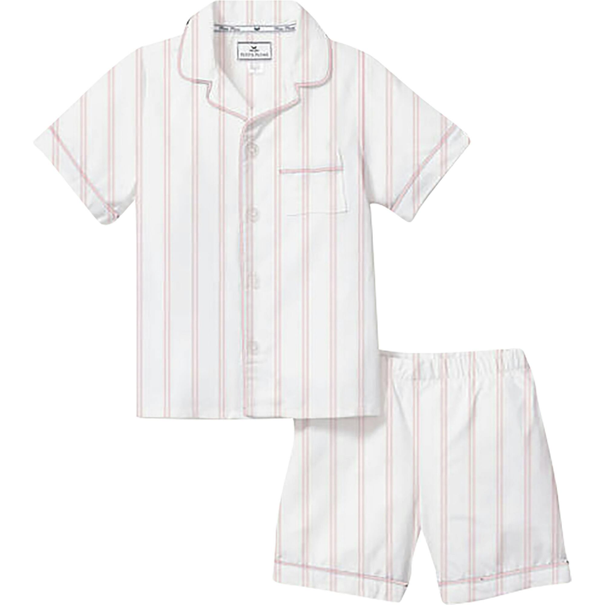 Kid's Twill Pajama Short Set in Pink Stripe