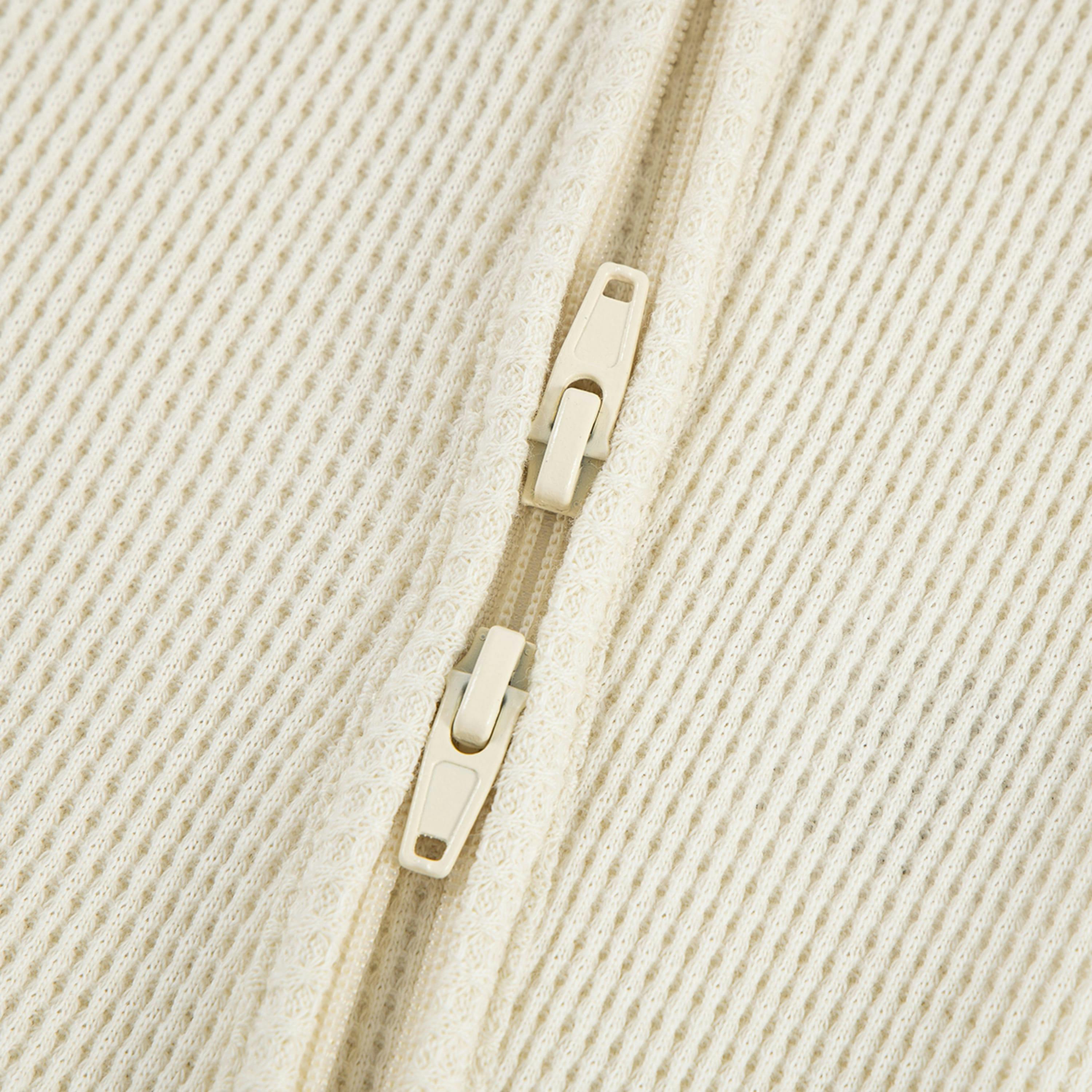 Vanilla Waffle Zipper Footed Romper