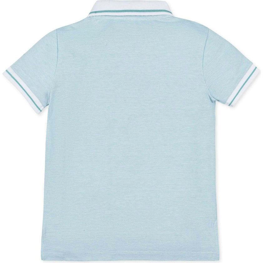 Organic Short Sleeve Knit Pique Polo Shirt, Blue