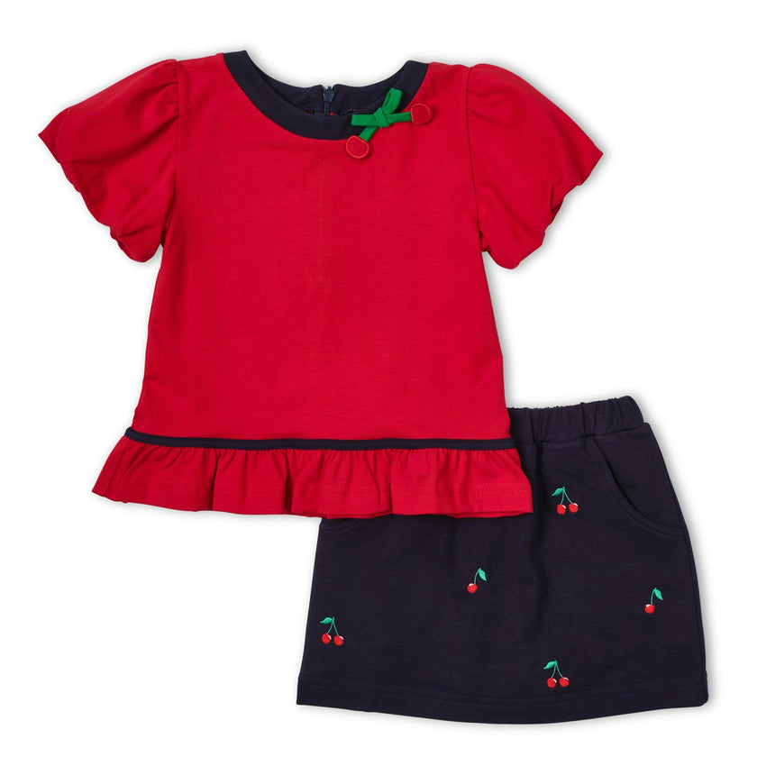 Bubble Sleeve Top With Cherries