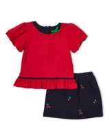 Bubble Sleeve Top With Cherries