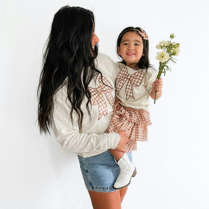 Gingham Bow Patch Women's Sweatshirt