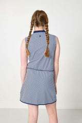 navy thin stripe court dress
