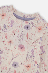 Organic Cotton Pants And Top Set Pink Printed Flowers