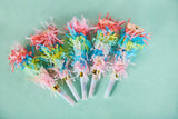 Packed Party Fringe Party Blowers Set of 6 - Multicolor Rainbow Fringe Noise Makers for Birthdays New Year's Eve and Party Favors