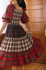 Madeline Dress in Mixed Plaid