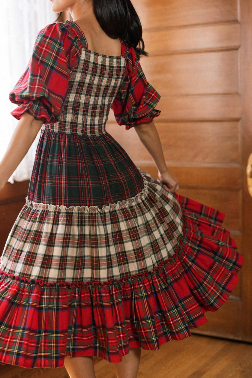Madeline Dress in Mixed Plaid