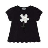 Black Daisy Embroidered T-Shirt