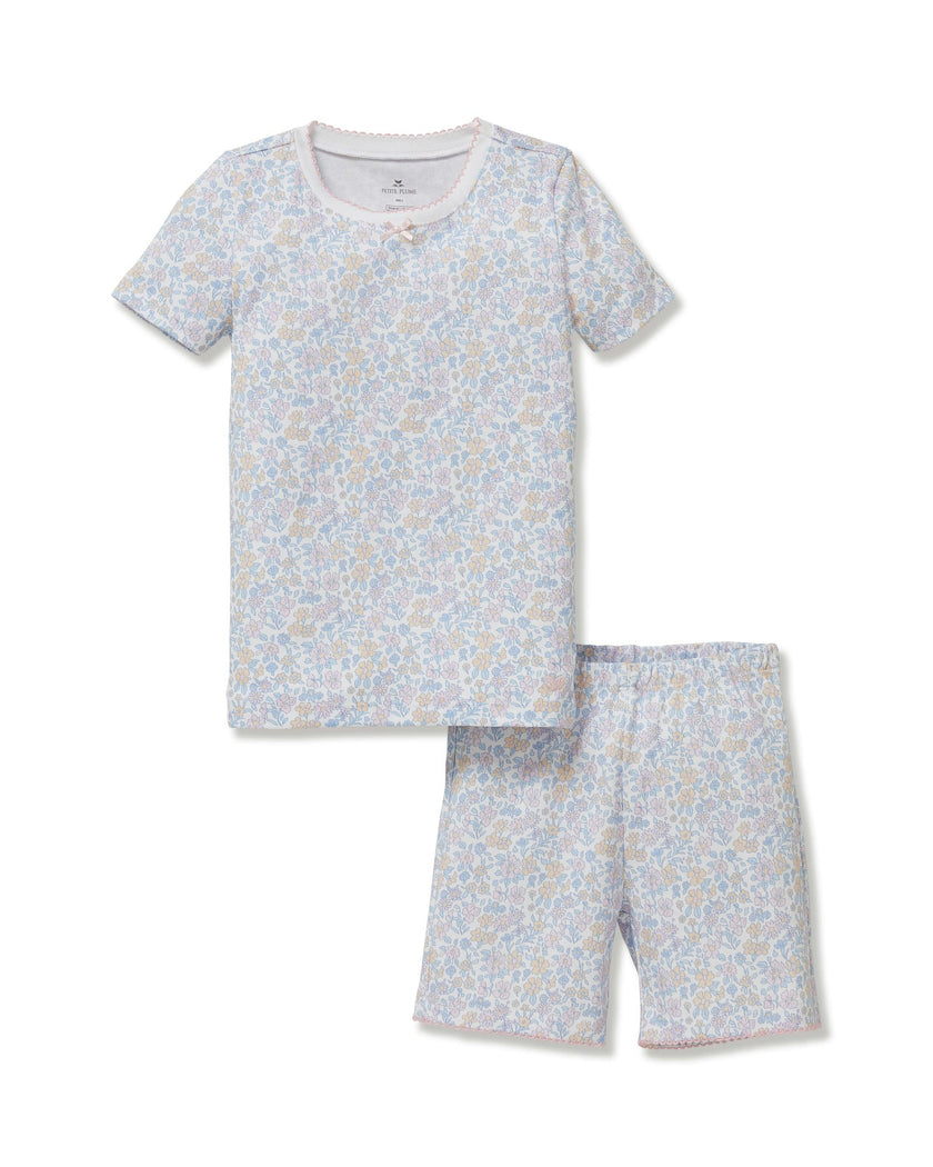 Kid's Pima Snug Fit Short Set in Fleur Blanche