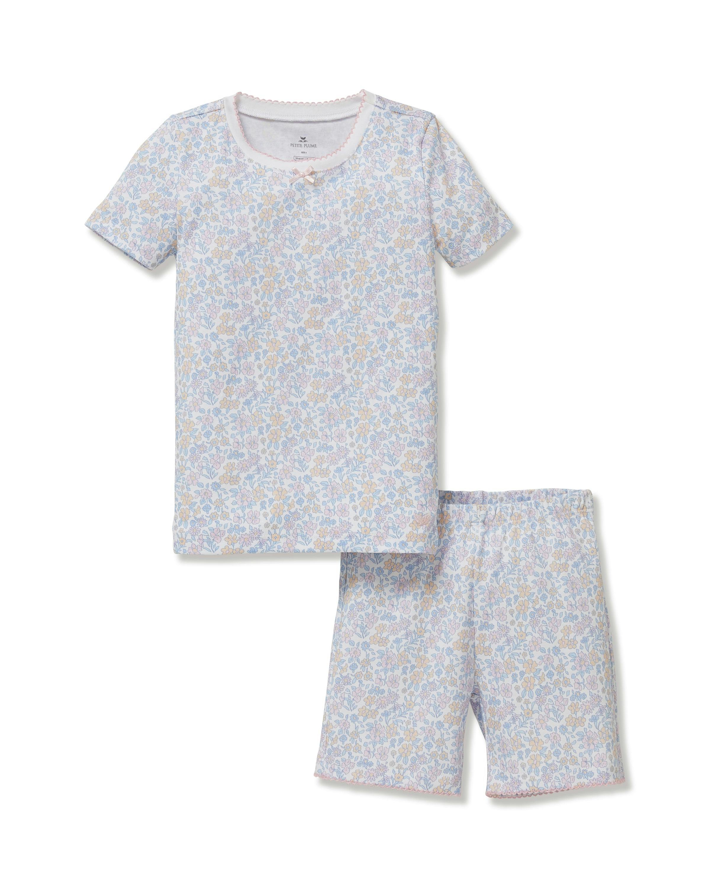 Kid's Pima Snug Fit Short Set in Fleur Blanche