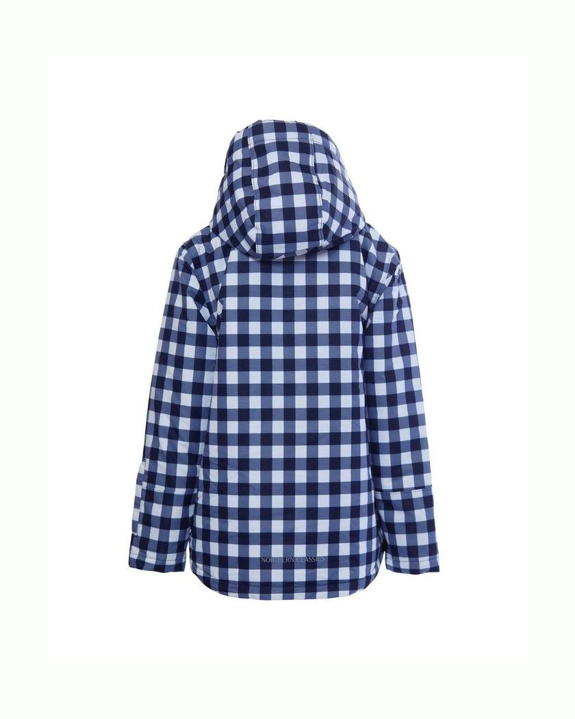 Kids Winter Coat in Navy Gingham