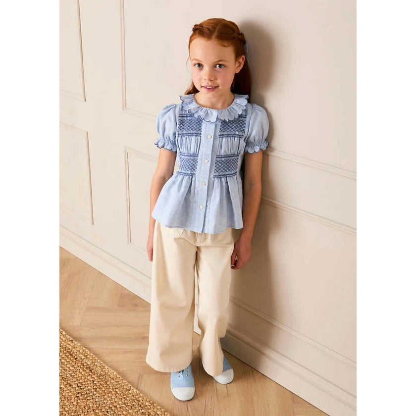 Soft Cotton Wide Leg Trousers in Cream (2-12yrs)