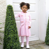 Pink Houndstooth Knit Dress