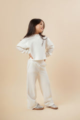 Cotton High Waisted Wide Leg Sweatpant With Raw Hem