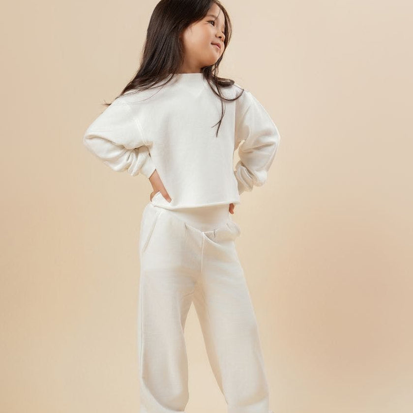 Cotton Mock Neck Cropped Sweatshirt