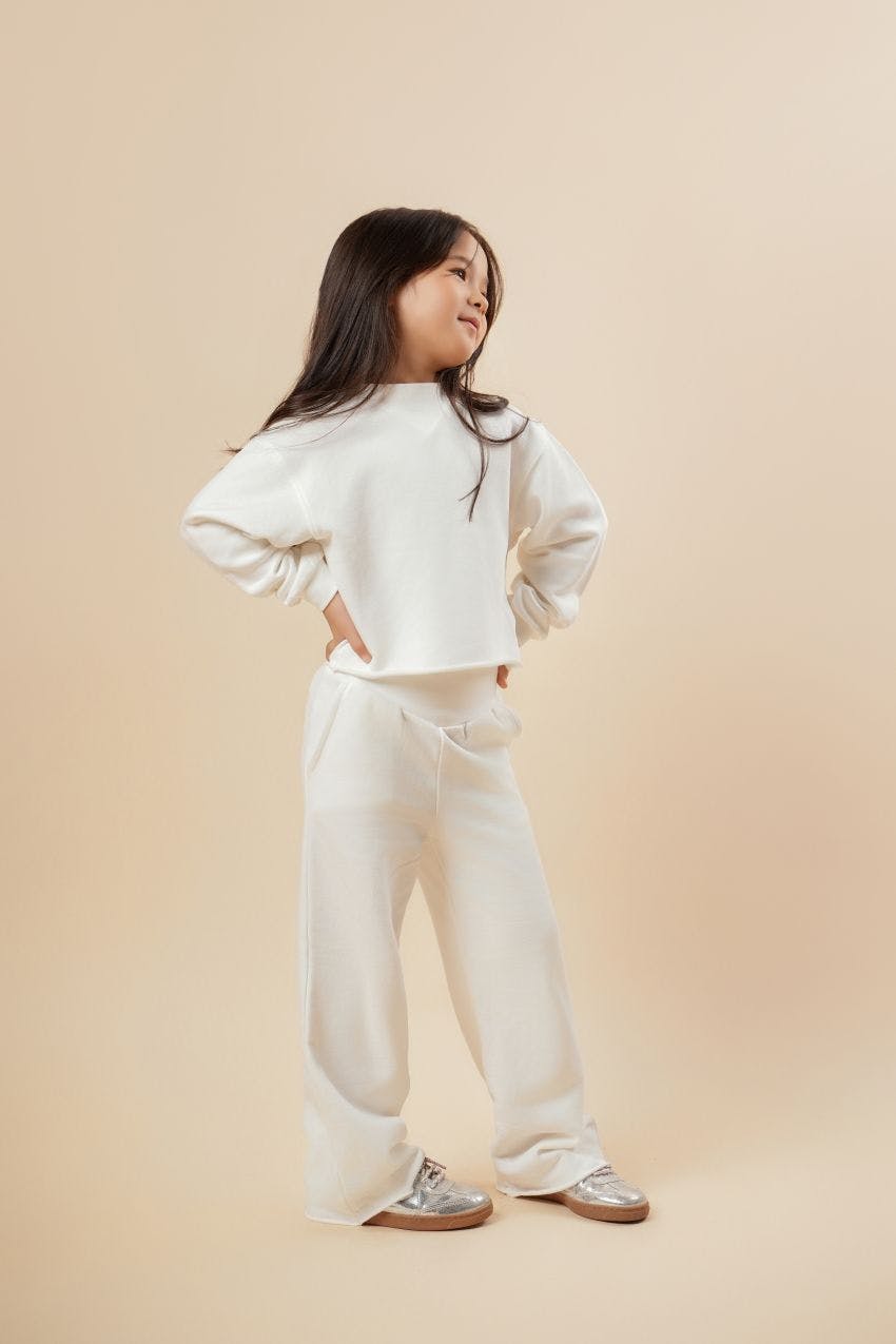 Cotton Mock Neck Cropped Sweatshirt