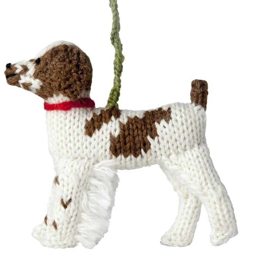 Brittany Spaniel Dog Hand Knit Christmas Ornament